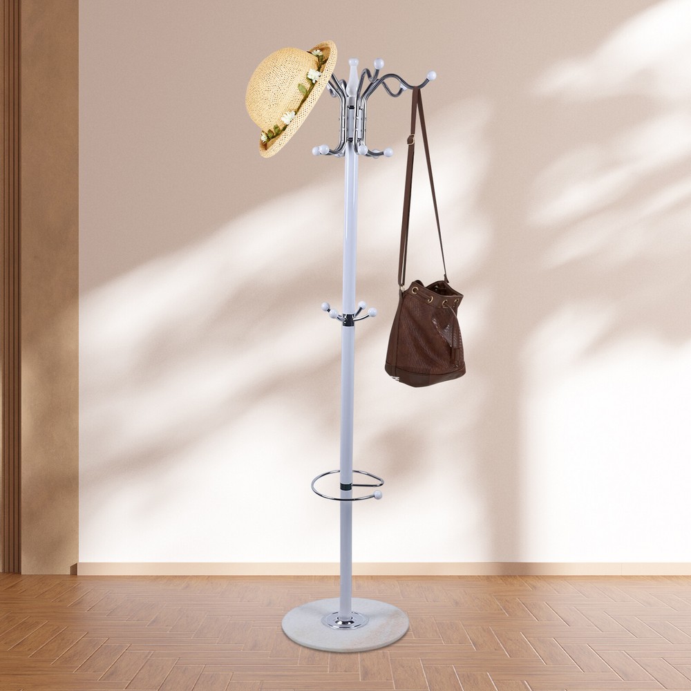 16-Hook Coat Rack for Hats, Bags, Clothes & Umbrellas - Space-Saving Organizer