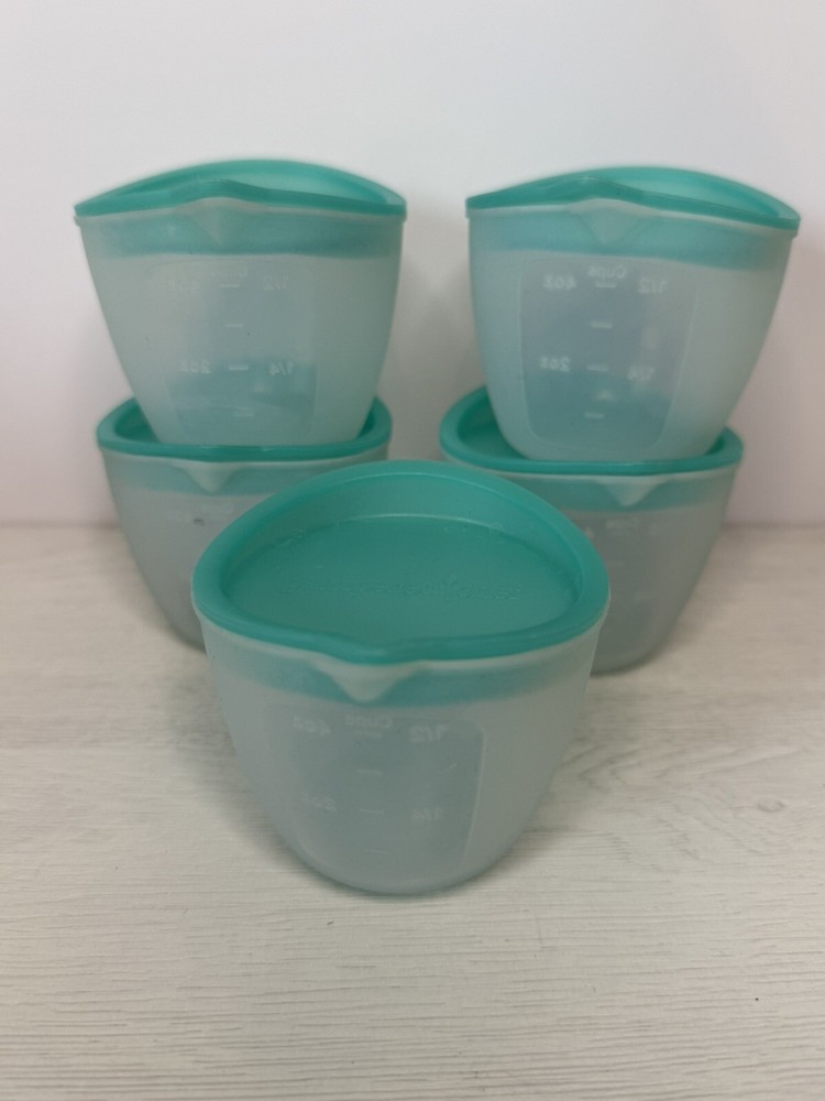 Pampered Chef Mini Freezer Bowls with Lids Set of 5 in Teal #100181