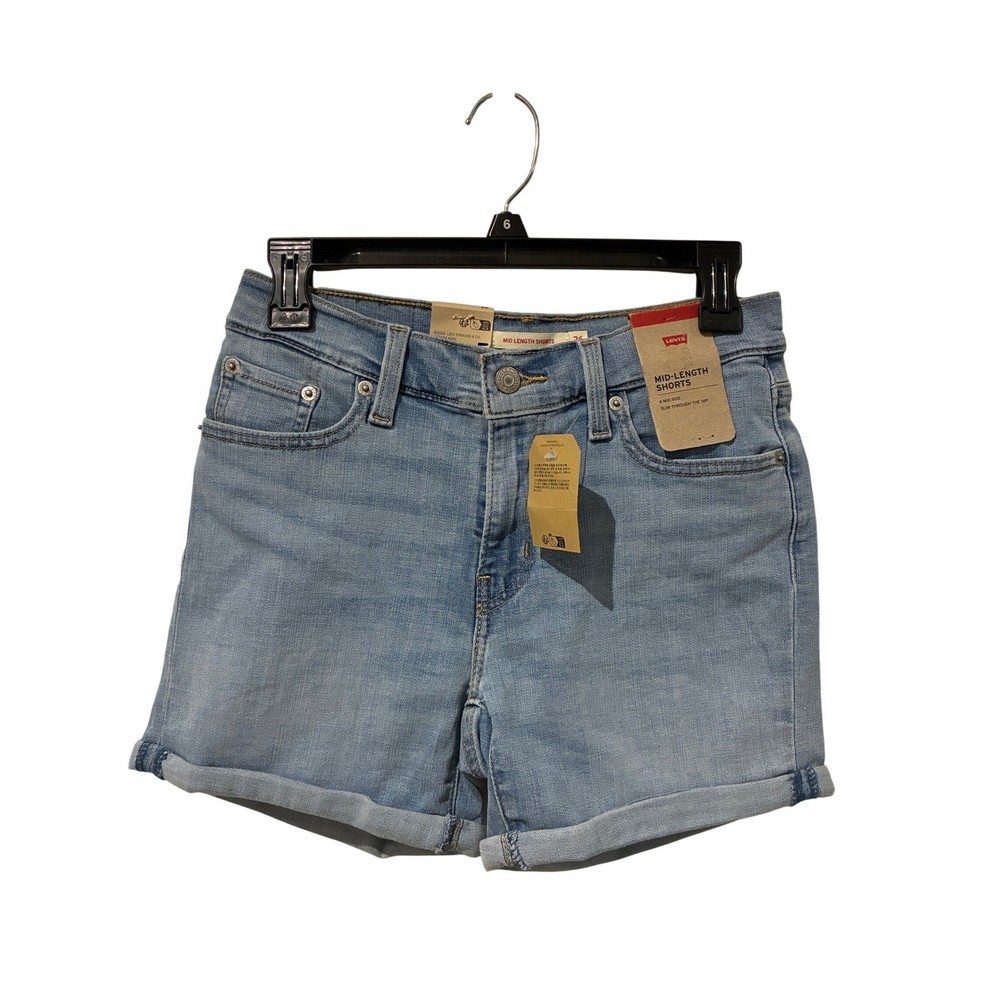 Levi's Mid Length Shorts Mid Rise Light Wash Denim Size 26