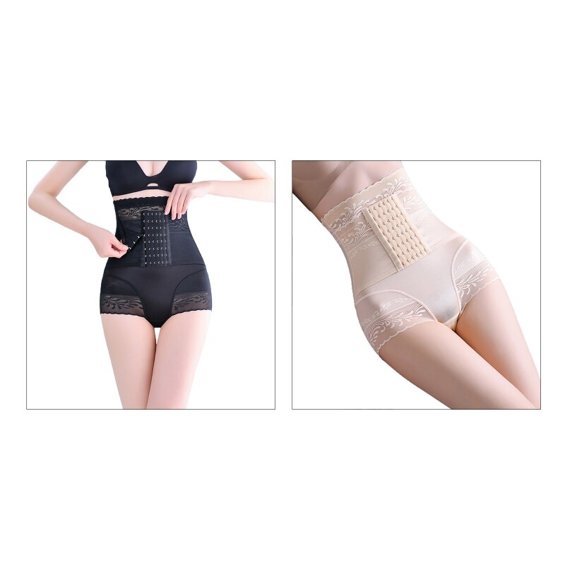 Women's High Waist Butt Lifter Panties with Hook Tummy Control Lace Briefs
