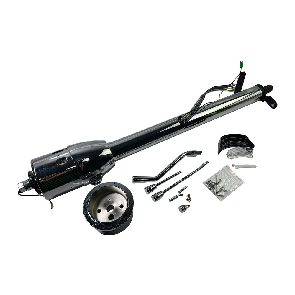 30-Inch Chrome Tilt Steering Column No Key with Shift Indicator and Wheel Adapter