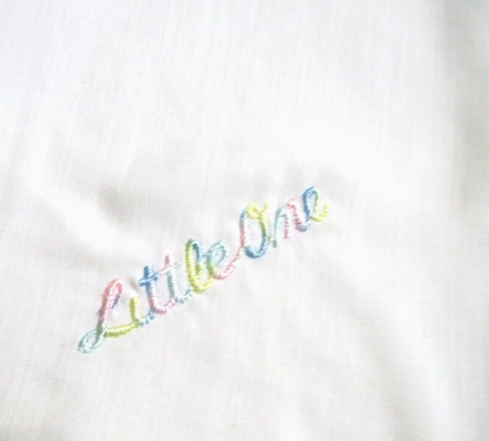 Nat's Tiny Tots USA Made Embroidered Baby Receiving Blanket VTG Little One