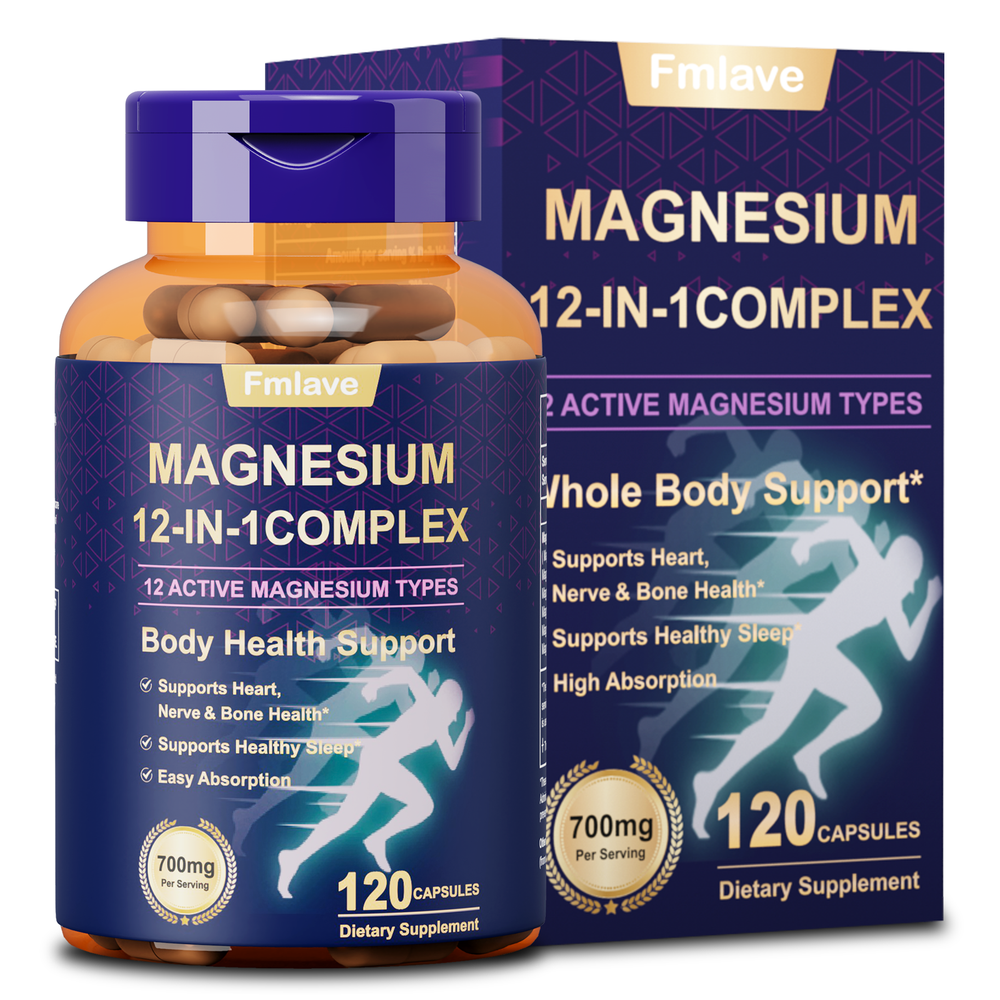 Magnesium Complex 700mg, 120 Capsules - Gluten Free and Non-GMO US Free Shipping