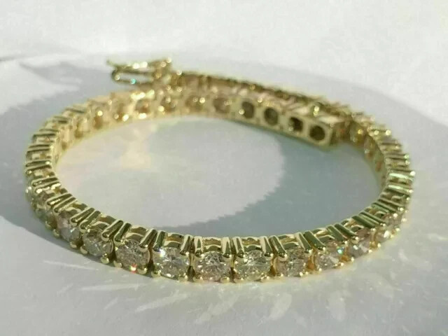 Lab Created Diamond Beautiful Tennis Bracelet 14K Yellow Gold Plated 5 Ct Round