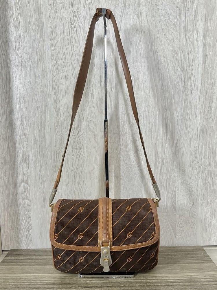 Vintage Gucci Brown Leather Interlocking Shoulder Bag 7x10x4