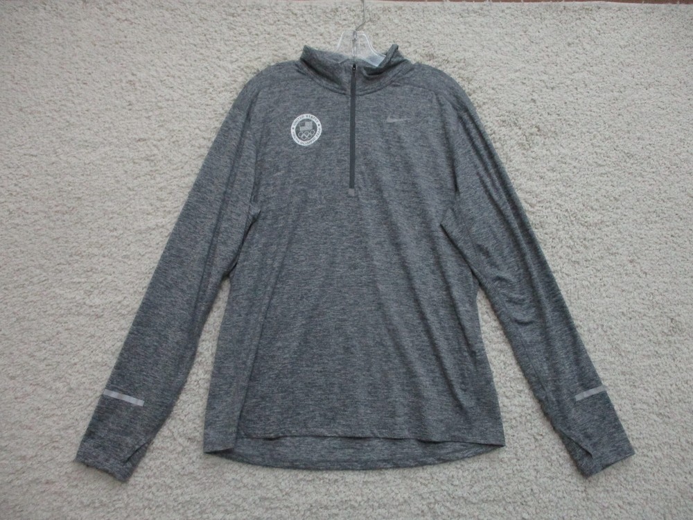 Nike Sweater Large Youth Olympic Group Gray Pullover Quarter Zip Lightweight Boy
