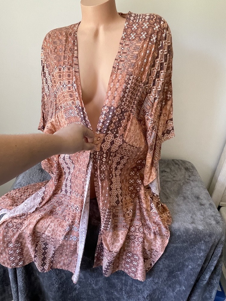 Boho Duster Kimono Cardigan Cover Up Beach Lightweight One Size OS Japna Open