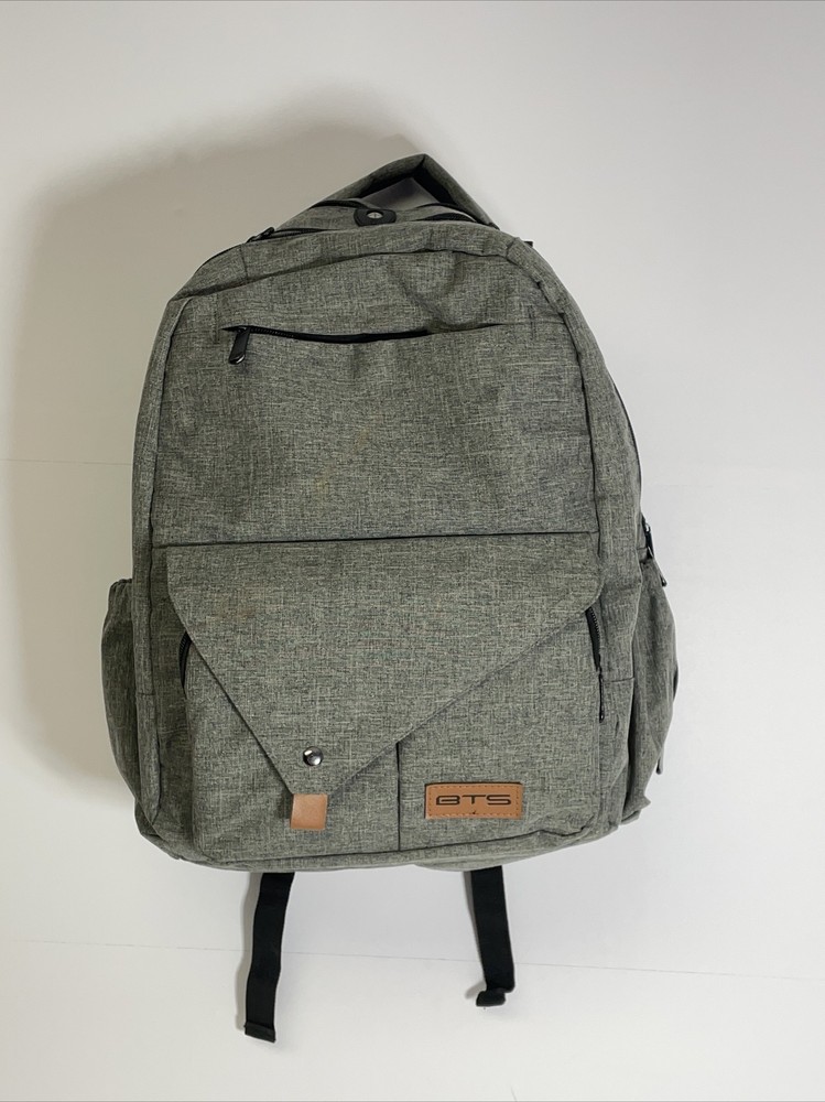 BTS Back-To-School Backpack with Front Pockets in Gray Excellent Condition-image