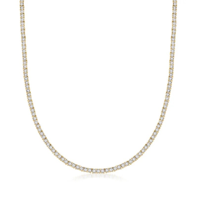 Ross-Simons 5.60 ct. t.w. Diamond Tennis Necklace in 18kt Gold Over Sterling 18”
