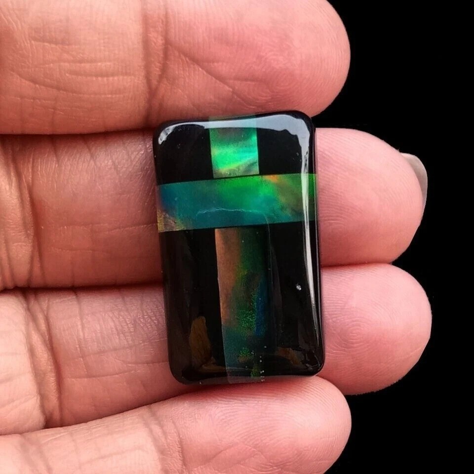 Awesome Black Doublet Opal Emerald Cut 33+ Ct EGL Certified Loose Gemstone