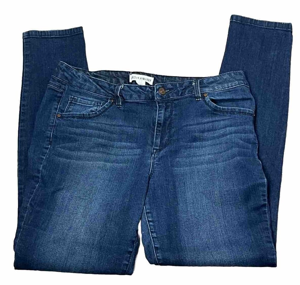 Джинсы Artisan NY со средней посадкой узкие эластичные средние вареные синие джинсы женские размер 14