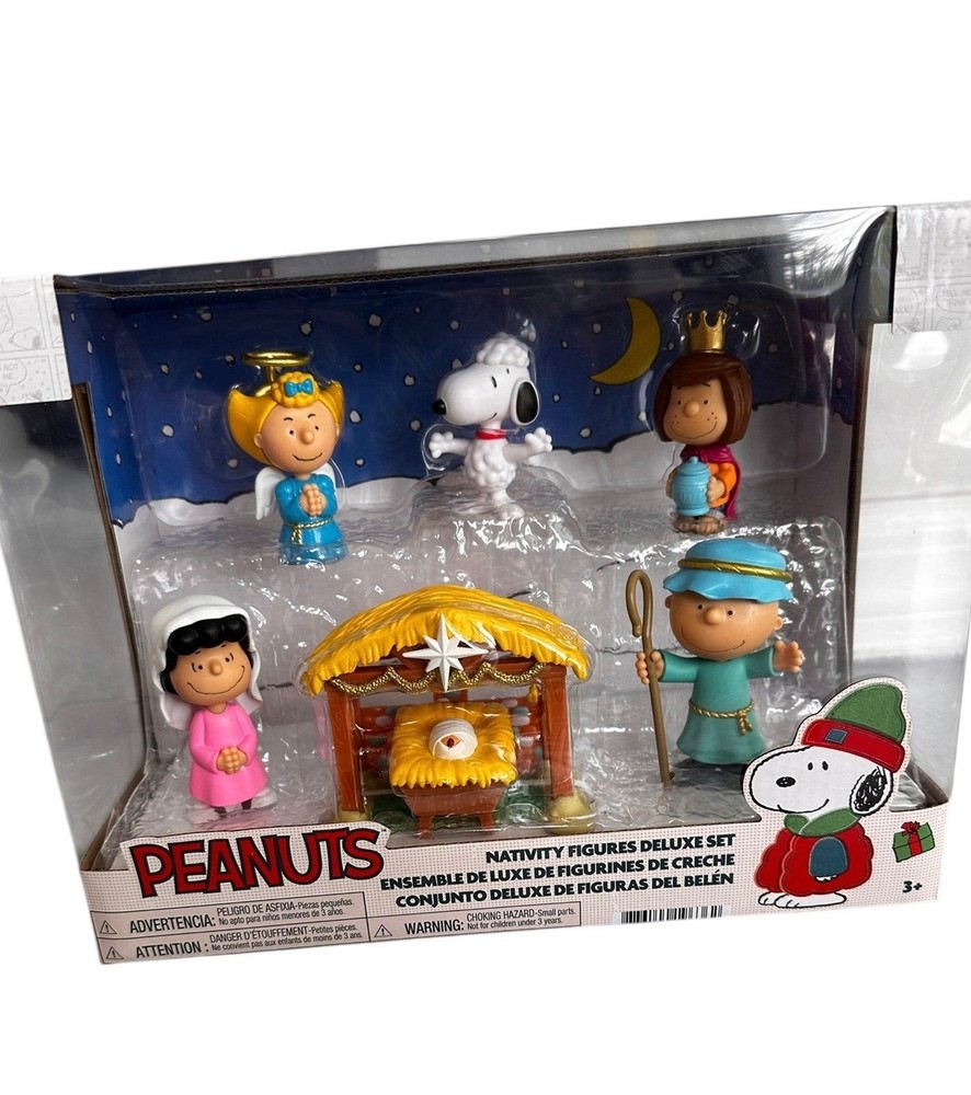 Peanuts Nativity Figures Deluxe Set Snoopy Charlie Brown Christmas New