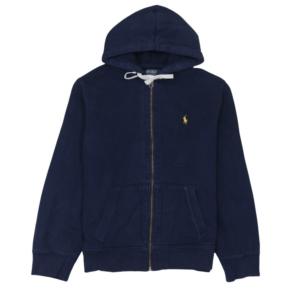 Polo Ralph Lauren Womens Hoodie Navy Blue Fleece Full Zip Embroidered Logo L