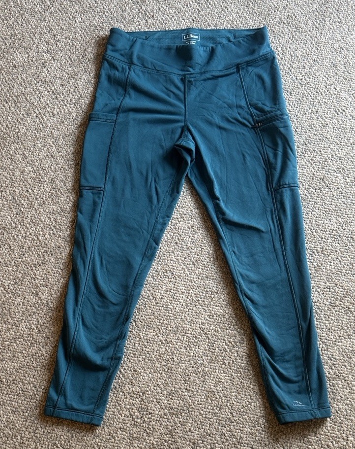 L.L.Bean Ankle Leggings Teal M Women's Solid Stretch Pockets Regular