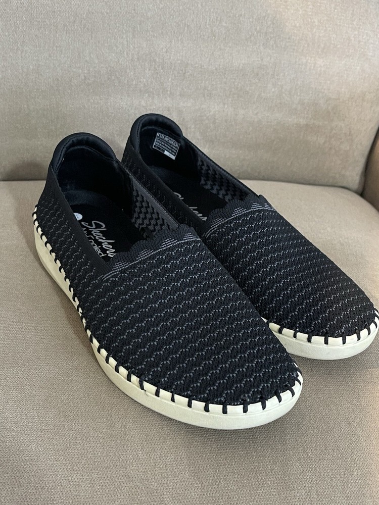 WOMENS SKETCHERS SEPULVEDA 2.0 BEACH WAVES Slip On Black SZ 7.5