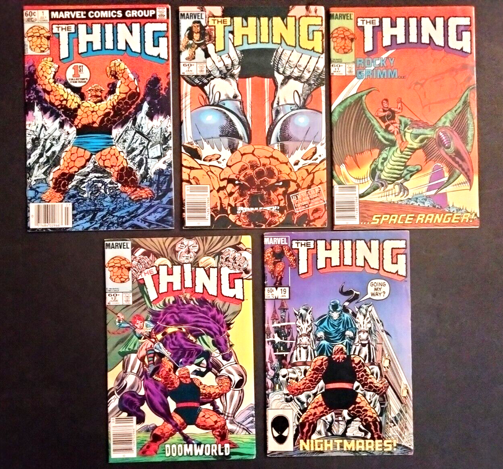 Vintage Marvel Comic Book Lot Of 5 THE THING #1, 7, 11, 12, & 19 - Pre-owned