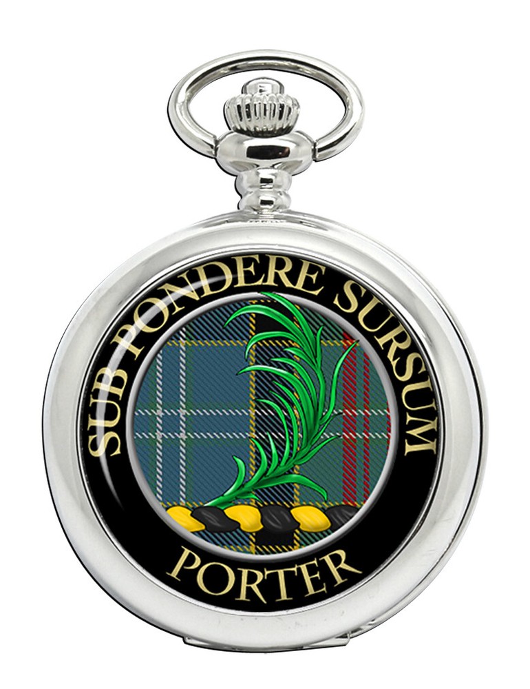Scottish Clan Porter Pocket Watch with Engraved Crest
