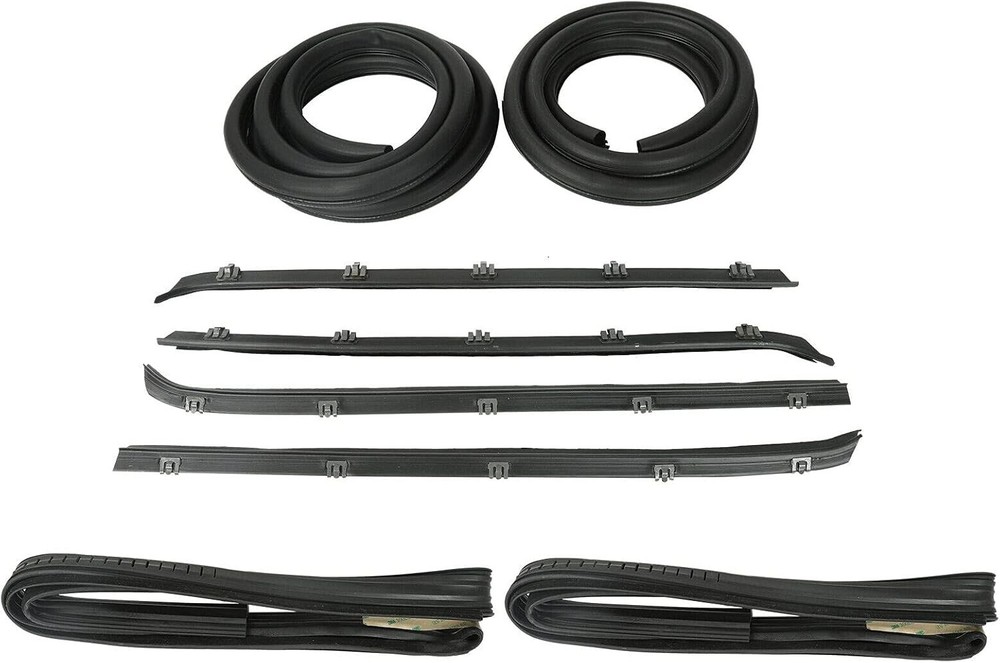 Front Door Window Run Sweep Felts Weatherstrip Seals Kit Set Compatible