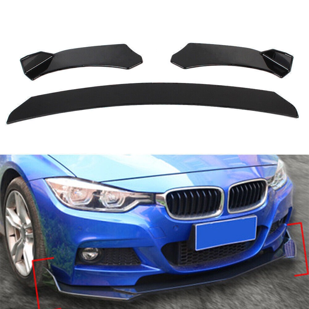 Universal ABS Glossy Black Front Bumper Lip Chin Spoiler Splitter Car Kit