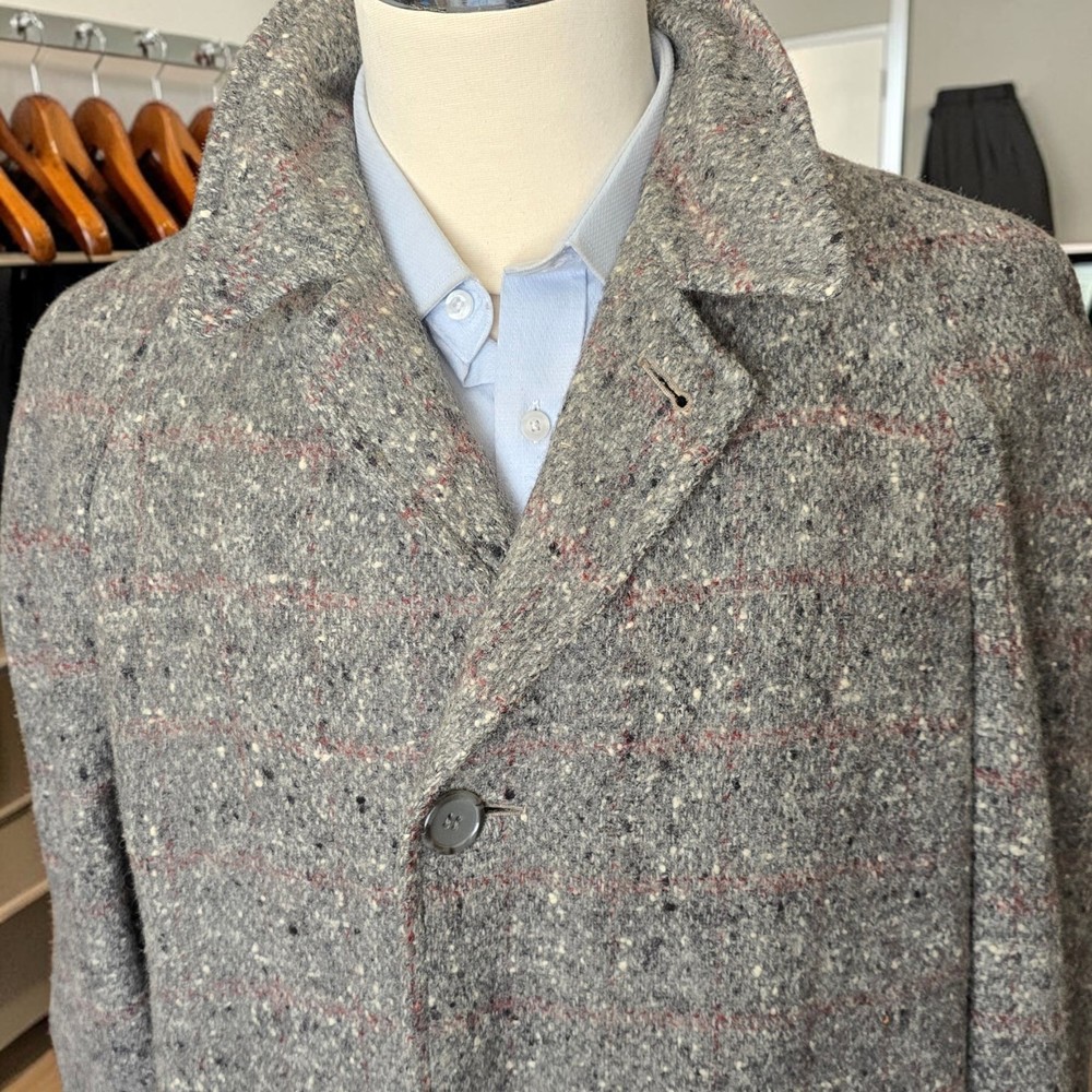 Vintage 1950s Irish Tweed Overcoat 40L Raglan Sleeve Bespoke