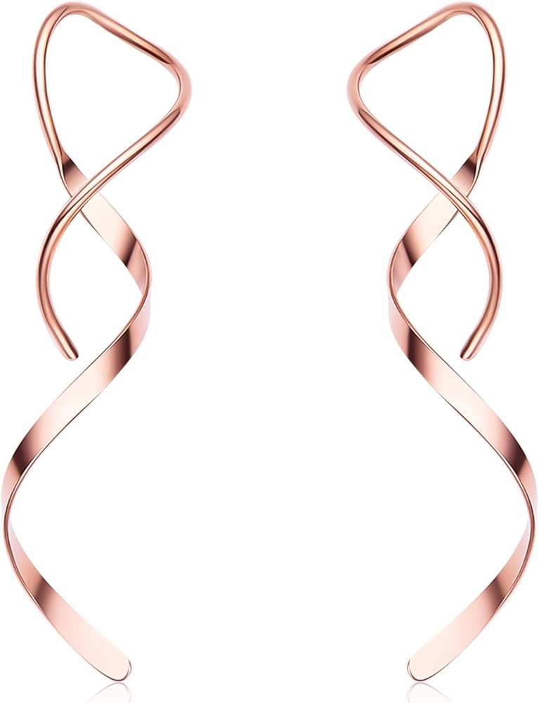 Hanreshe 4-Pair Handmade Twisted Spiral Threader Earrings for Women