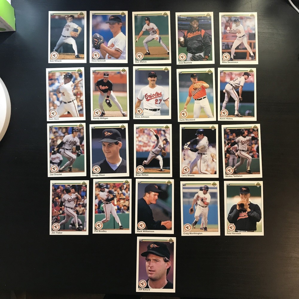 21 CARD LOT - 1990 UPPER DECK BALTIMORE ORIOLES NM