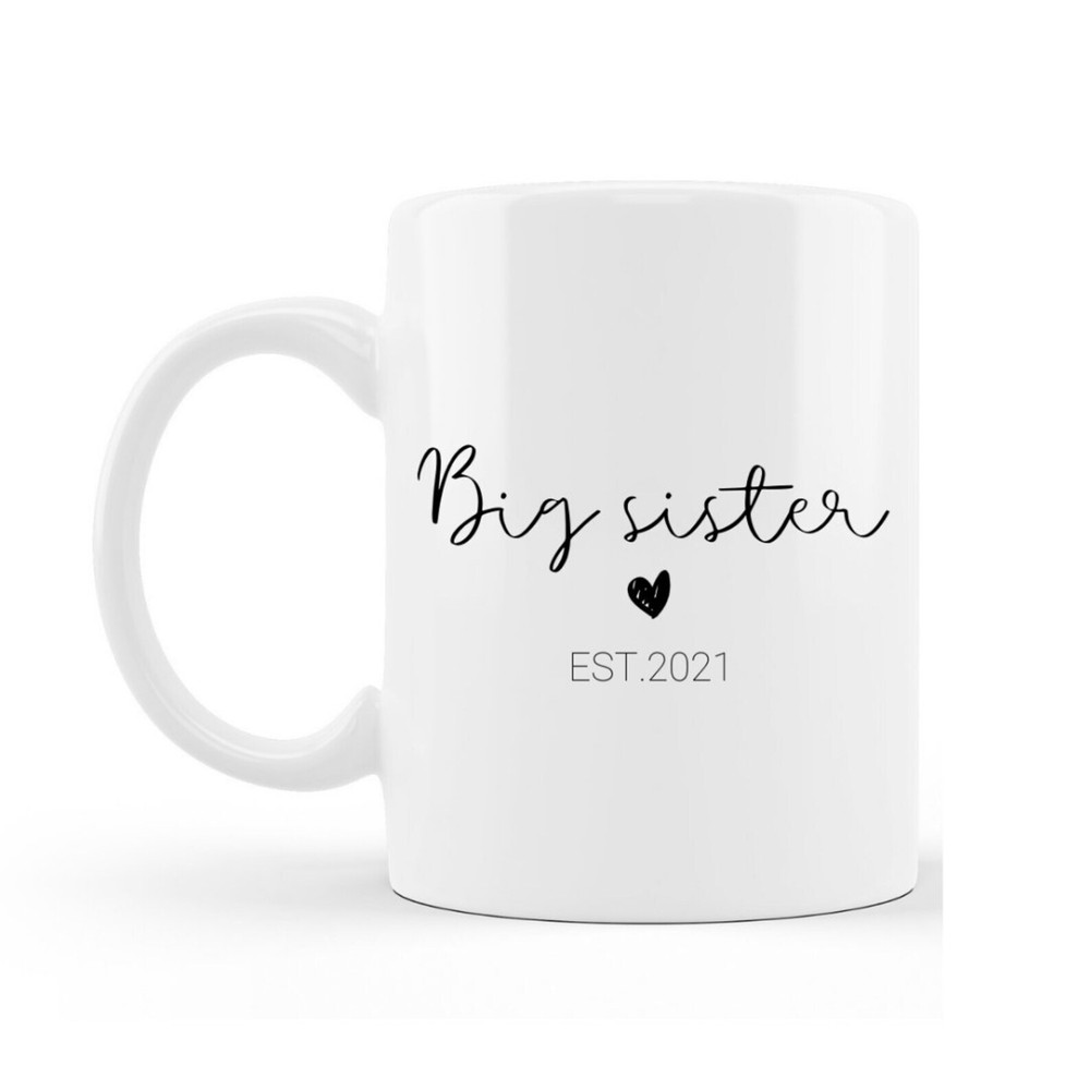 Big Sister Gift Idea – Coffee Mug Celebrating Sisterhood and New Role