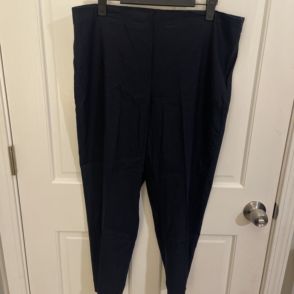 J. JILL Women’s Linen  Pants Elastic Waist Split On Pants Bottom Black Size  L