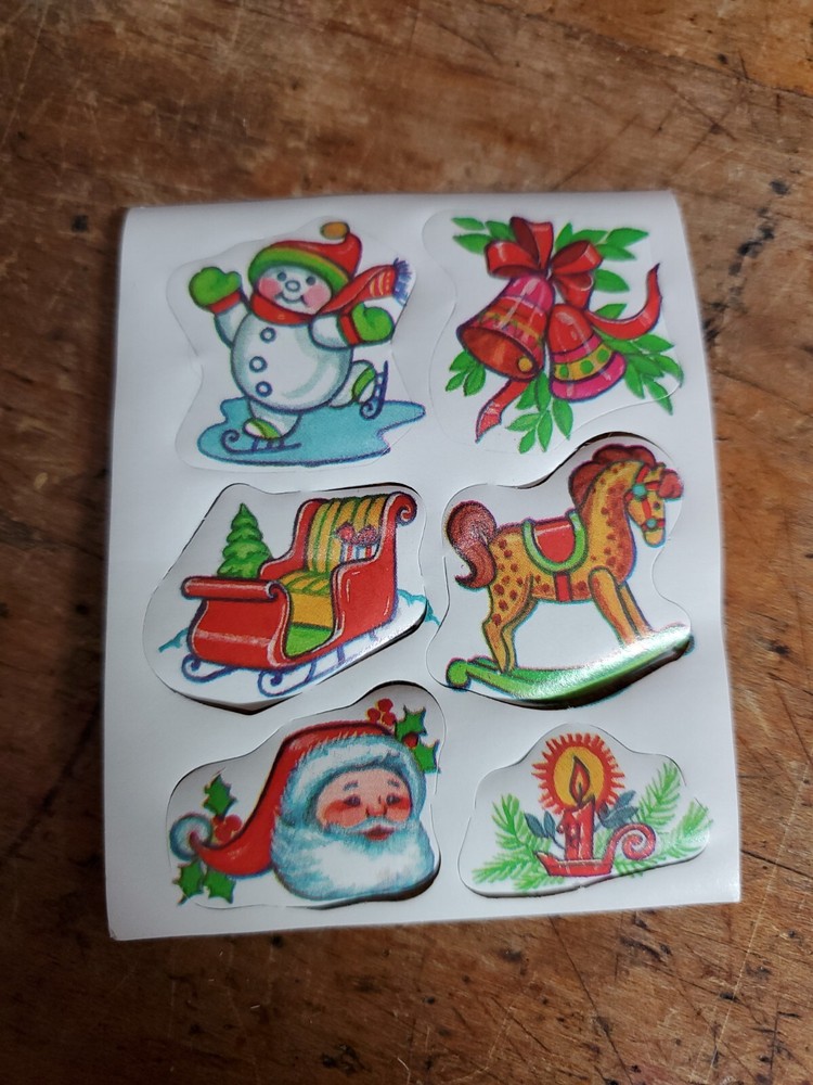 Vintage gummed Stickers Christmas  1 sheet