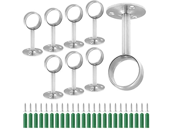 8 Pcs Ceiling Mount Curtain Rod Bracket Brushed Finish 1-1/4 Inch