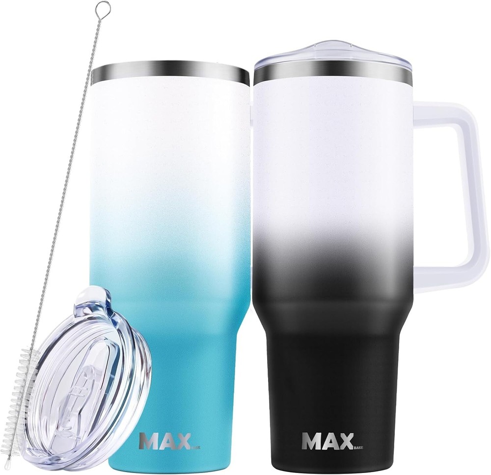 Travel-Friendly 40 Oz Stainless Steel Tumbler Set - Leakproof & Dishwasher Safe