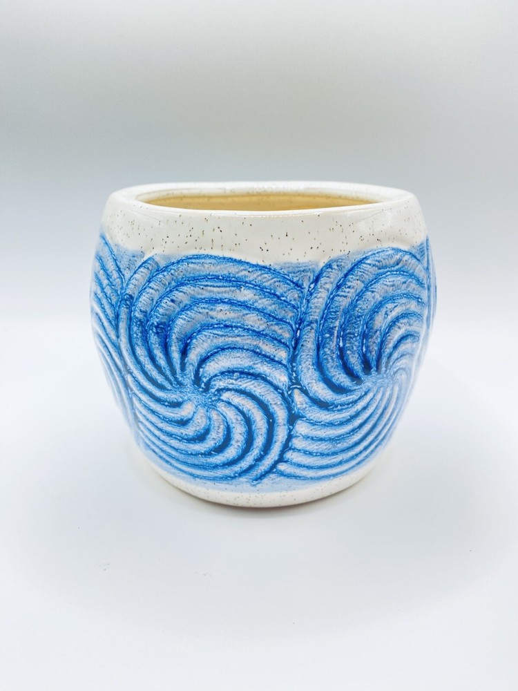 Art Ocean Breeze Pot Ceramic Clay Vase 4.5'' x 4.5'' Decor