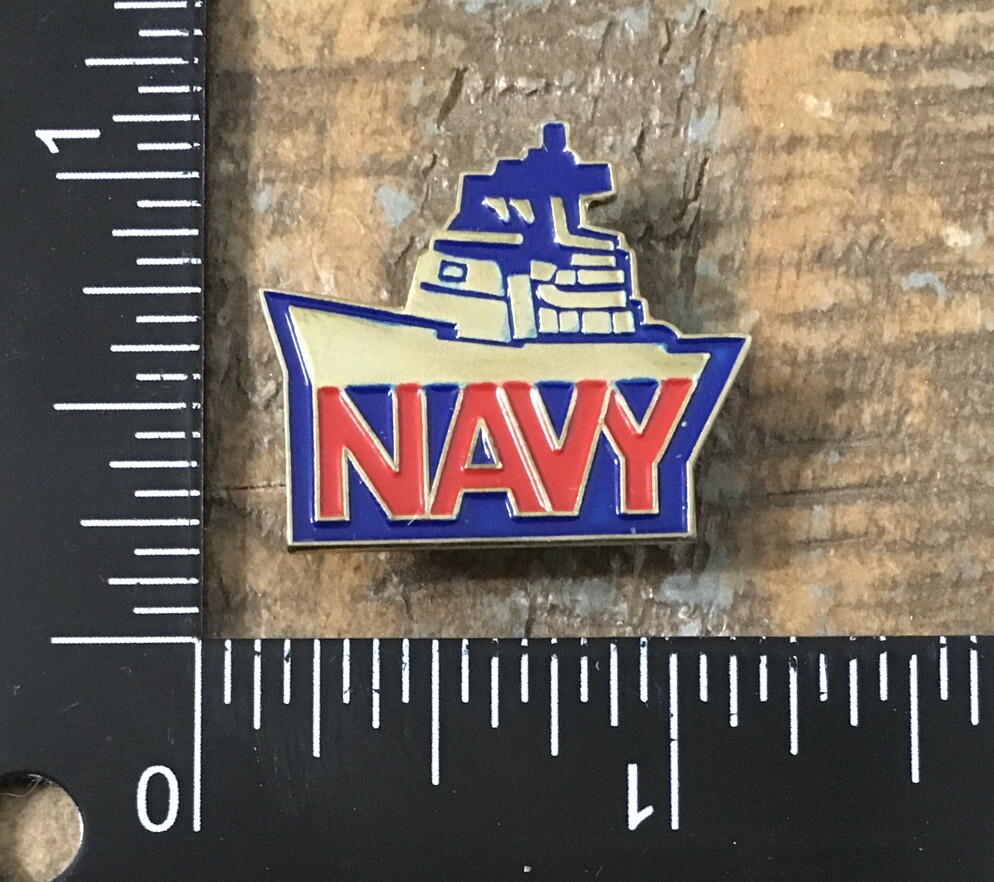 Vintage US Navy Battleship Sailor Enamel Lapel Pin USN Military Collectible