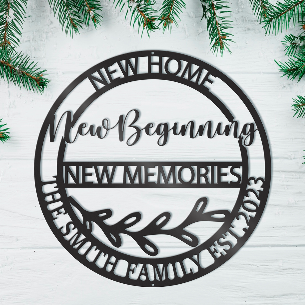 New Home New Beginning Metal Sign-Memorie Sign-New House Gift-New Home Welcome