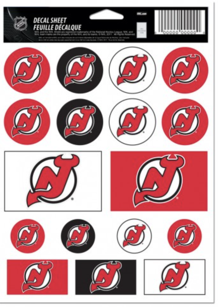 NEW JERSEY DEVILS STICKER SHEET 17 STICKERS LAPTOP BACKPACK PROJECT