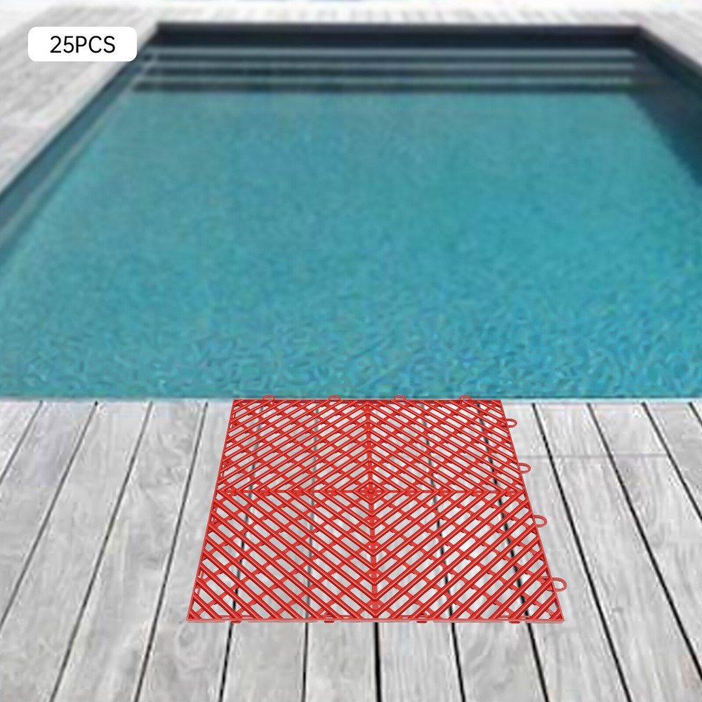 25PCS 12x12 Interlocking Deck Tiles for Pool Patio Bathroom Garage Flooring