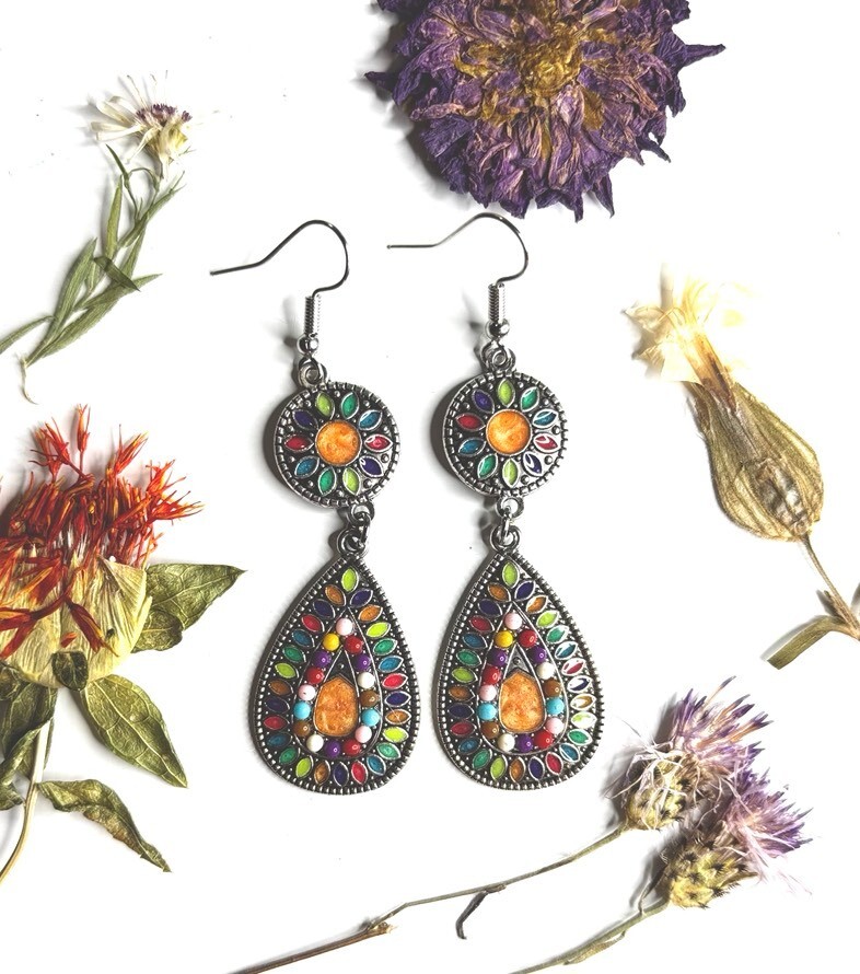 Elegant Medallion Teardrop Hoop Earrings for Women