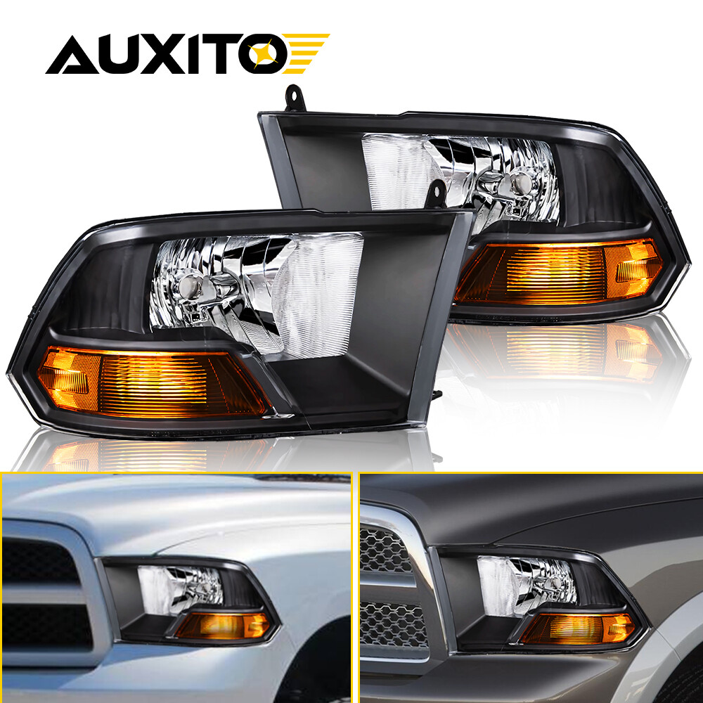 Headlights Headlamps For 2009-2012 Dodge Ram 1500 2500 AUXITO Housing Clear  12V