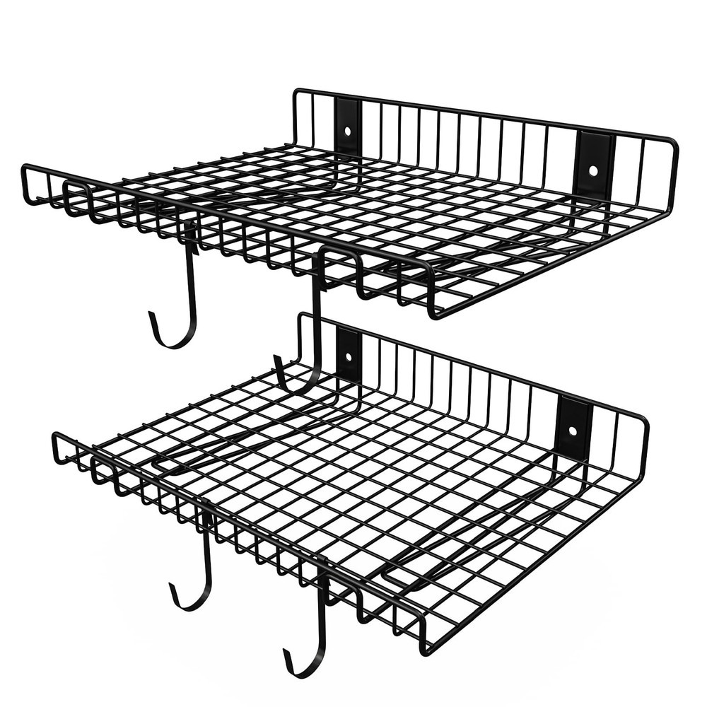 2 Pack Heavy Duty Metal Garage Wall Shelf 130 LB Capacity Storage