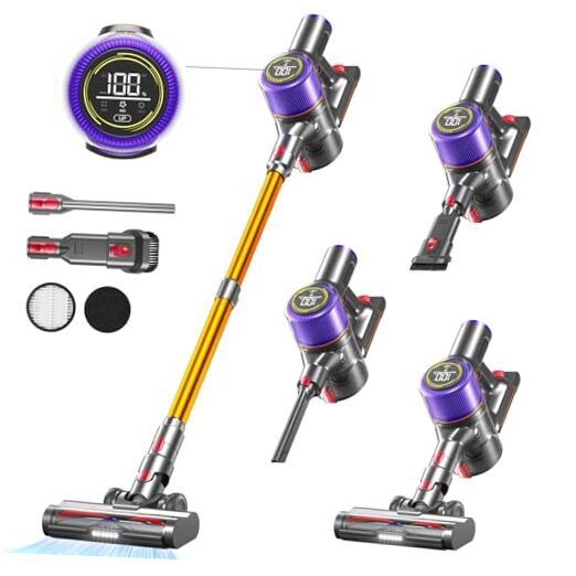 45Kpa 550W Powerful Cordless Vacuum Cleaner for Home with 60 Min Runtime