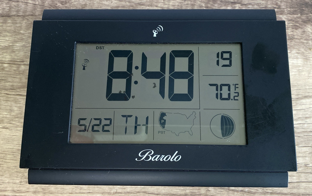 Atlanta Barolo Black Digital Atomic Wall Clock Jumbo Display Alarm Clock WORKS