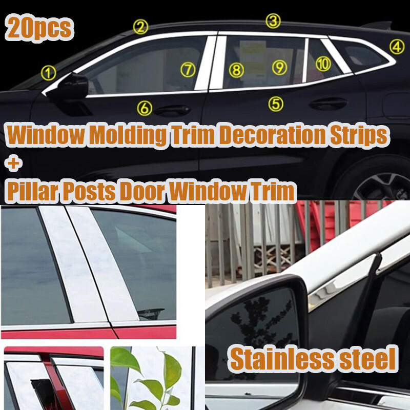 20x For Chevrolet Trax 24+ Steel silver Full Window Strip Pillar Posts Door Trim