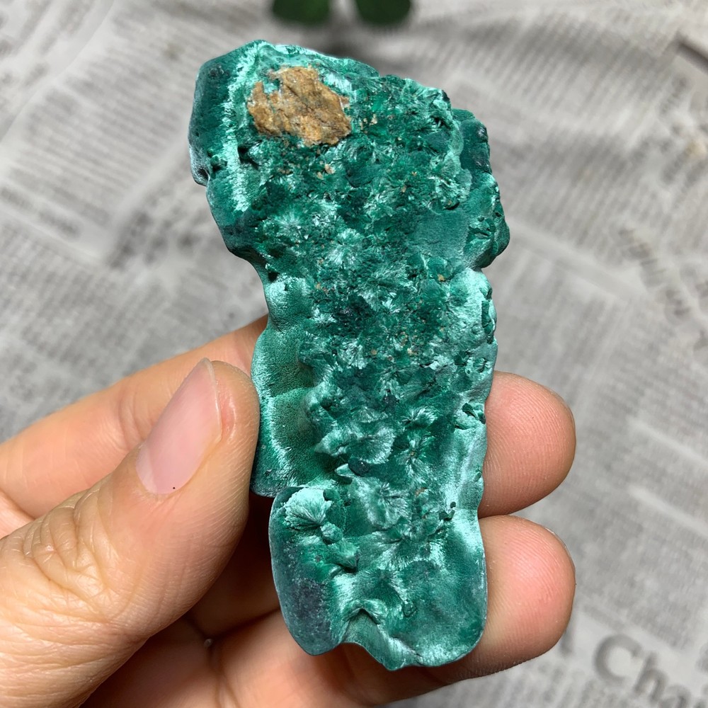 56g   Natural malachite velvet quartz crystal luster mineral specimen