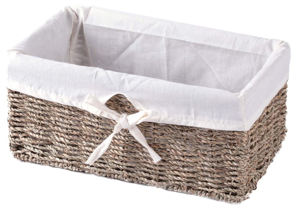 (TM) Seagrass Shelf Basket Lined with White Lining