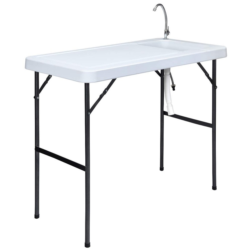 Portable Fish Cleaning Table with Sink, Faucet & Drain Hose - Foldable Design
