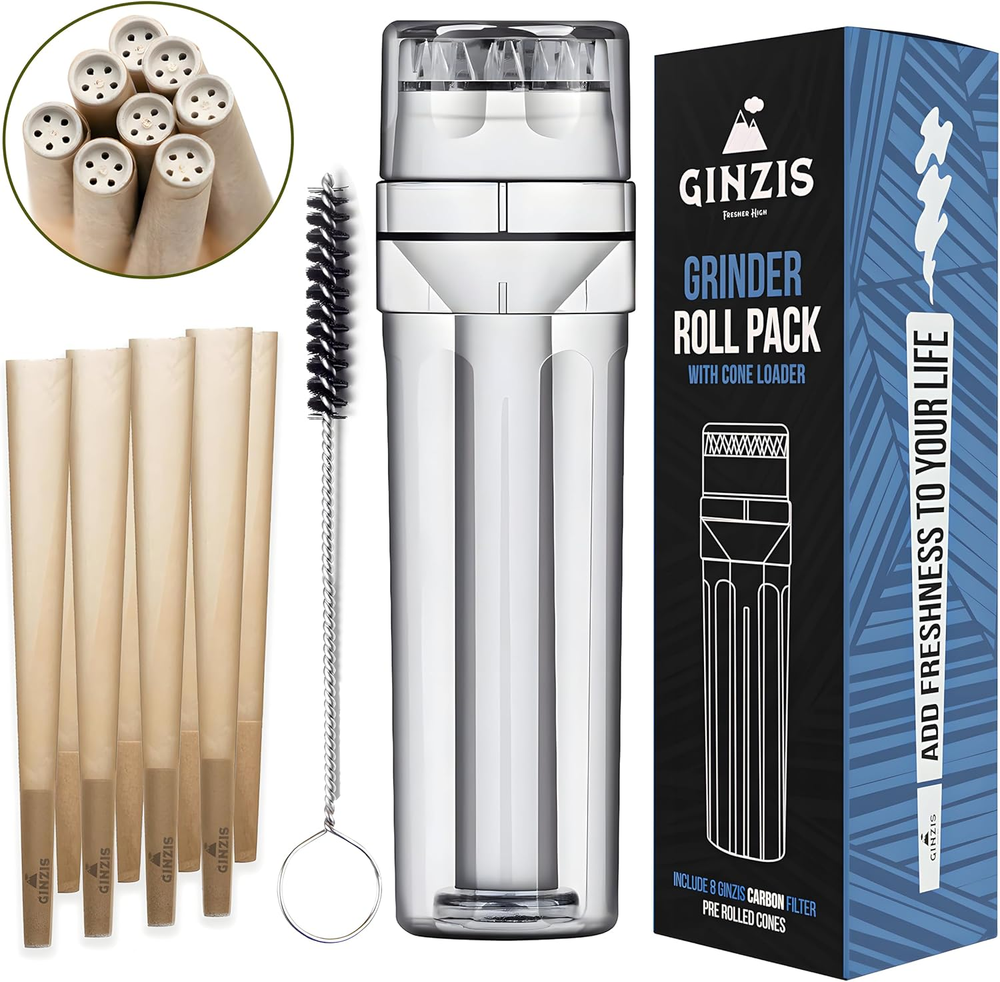 3-In-1 Herb Grinder Cone Loader Grinder Roller - Portable Grinder and Cone Fille