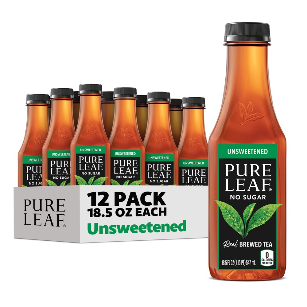 Pure Leaf Iced Tea, Unsweetened Black Tea, 18.5 Oz Bottles (12 Pack)