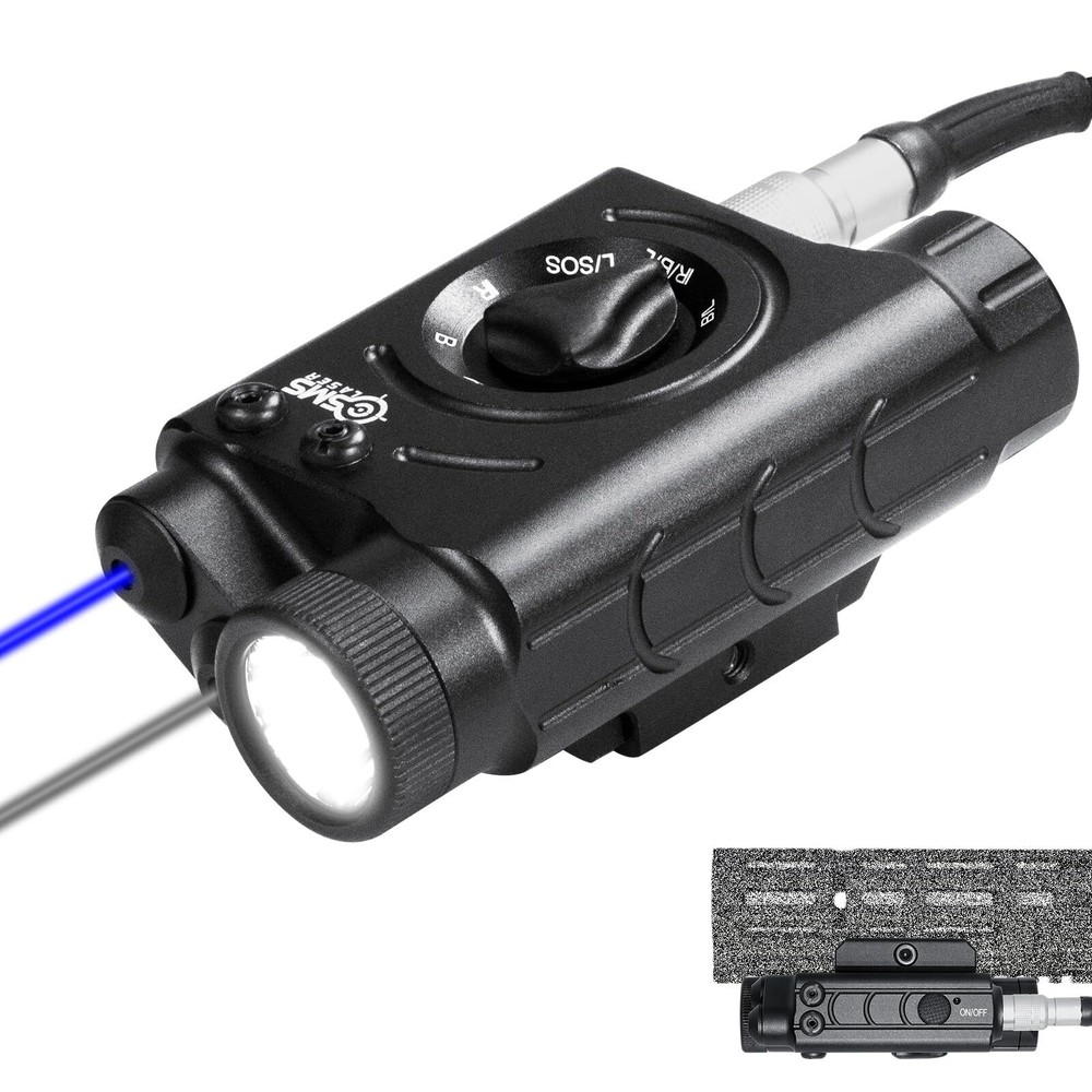 1200 Lumens Tactical Flashlight/Blue Laser/IR Laser Combo-Remote Pressure Switch