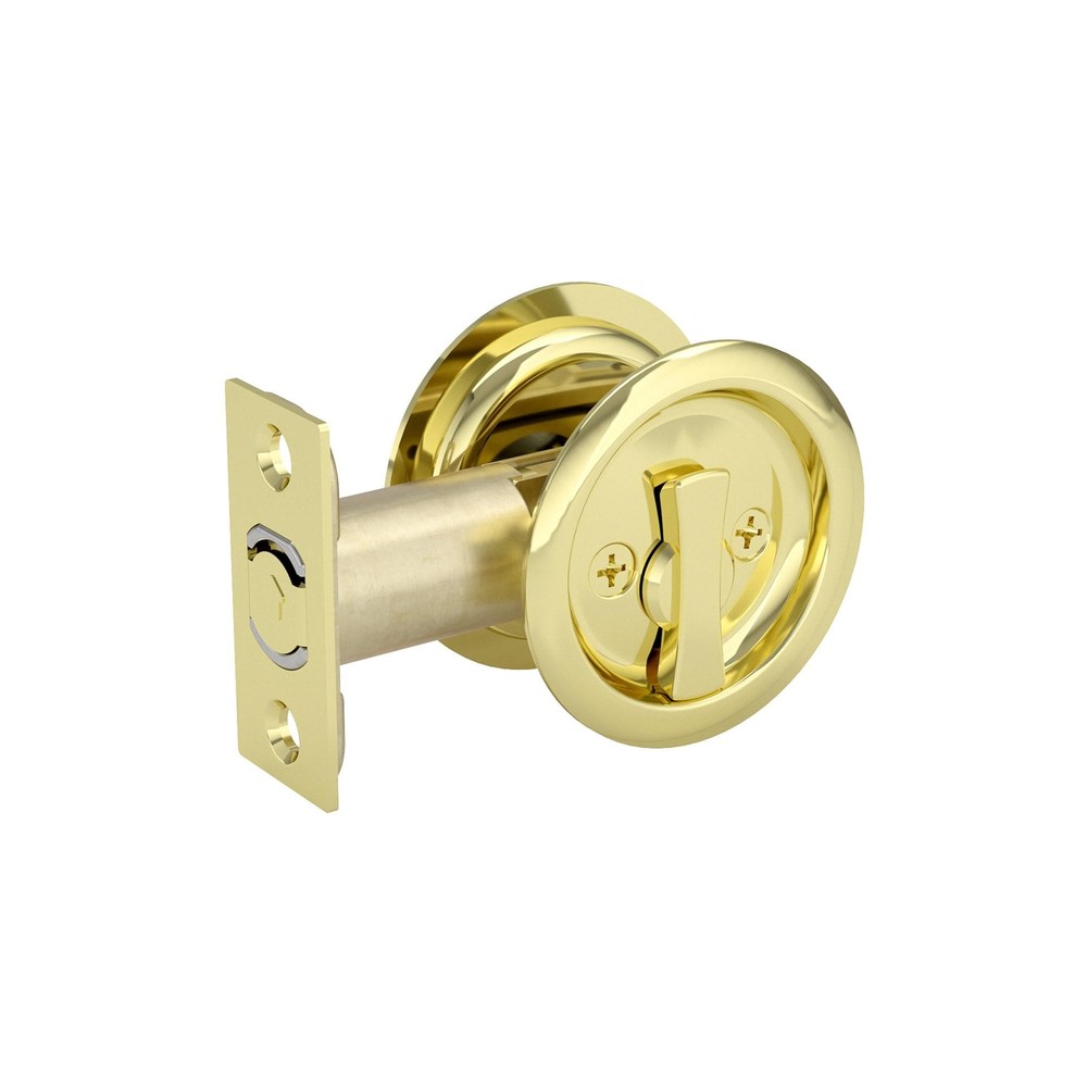 Hardware 17RBB42 Onward Round Pocket Door Privacy Pull Bright Brass