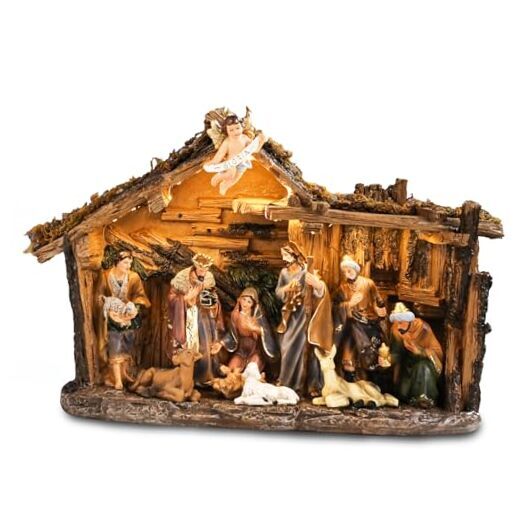 Nativity Set for Christmas, Nativity Sence Resin Figurines Angel Nativity